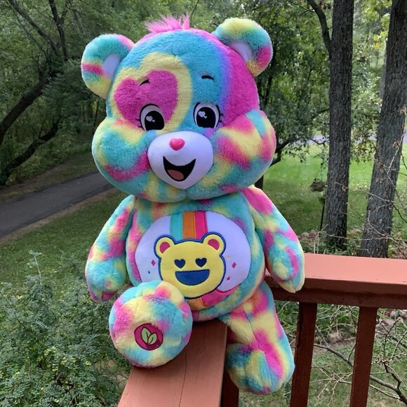 Care Bears Good Vibes Jumbo Plush Smiling Bear Rainbow 24" Soft Toy - Picture 1 of 15